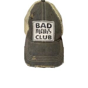 "Bad‎ Moms Club" Distressed Baseball Cap Black Snapback  NWOT Retail $28